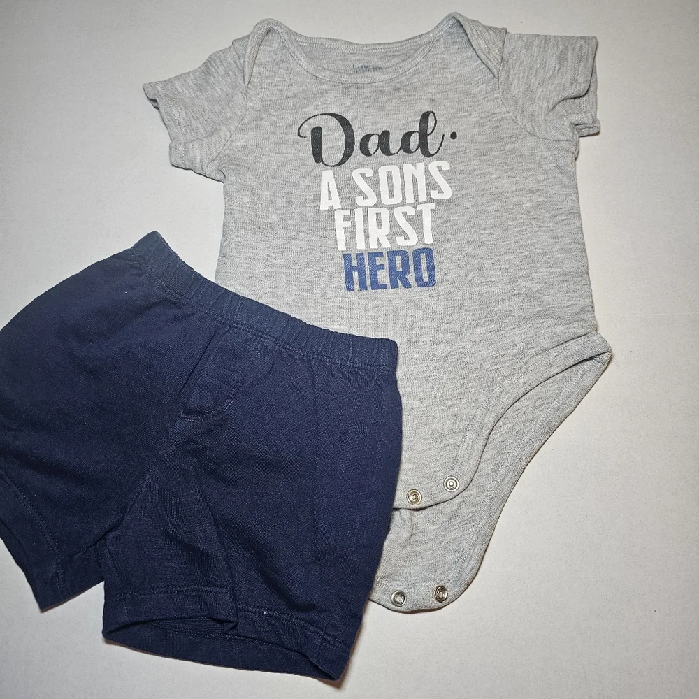 Baby Boy Clothes Lot 6 9 Mos Fishing Dad Bodysuits Shorts - Picture 2 of 6